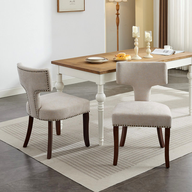 Mid Century Modern Dining Chairs Set of 2 Lark Manor Upholstery Color Beige
